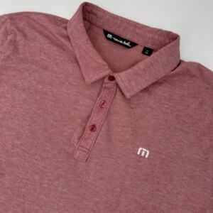 TravisMathew Polo Shirt Mens 2XL Red Heather Pima Cotton Blend Golf Performance‎